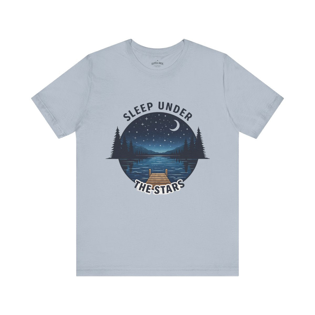 Sleep Under The Stars Camping T-Shirt | Lake Night Sky Outdoor Tee - S - Sloth & Duck
