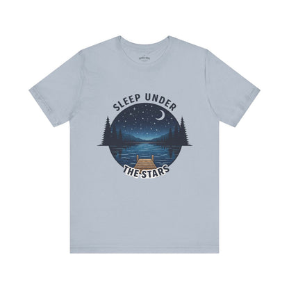 Sleep Under The Stars Camping T-Shirt | Lake Night Sky Outdoor Tee - S - Sloth & Duck