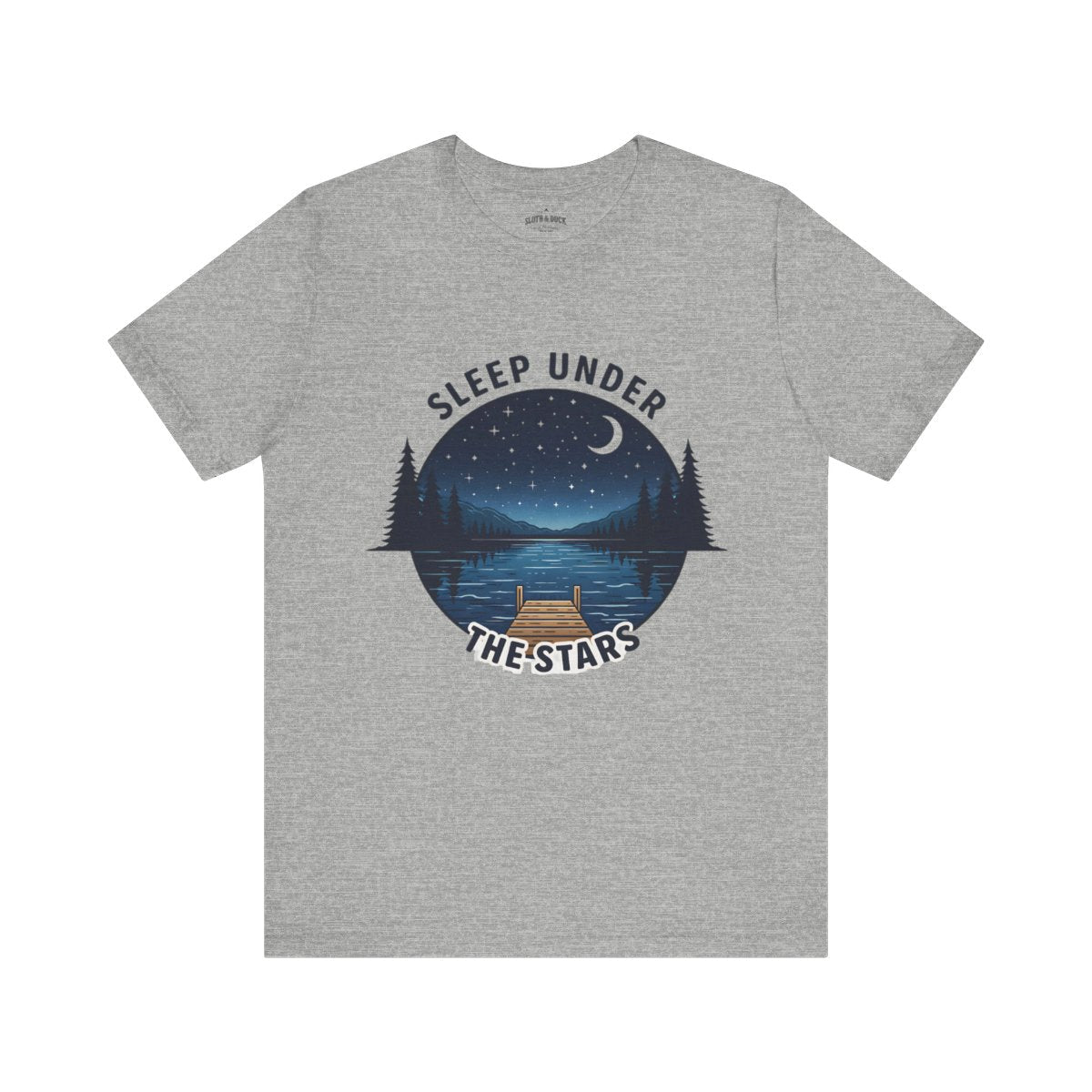 Sleep Under The Stars Camping T-Shirt | Lake Night Sky Outdoor Tee - S - Sloth & Duck