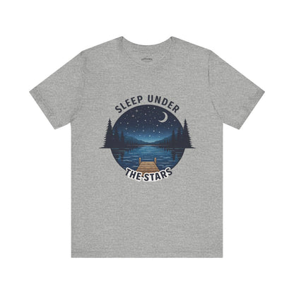 Sleep Under The Stars Camping T-Shirt | Lake Night Sky Outdoor Tee - S - Sloth & Duck