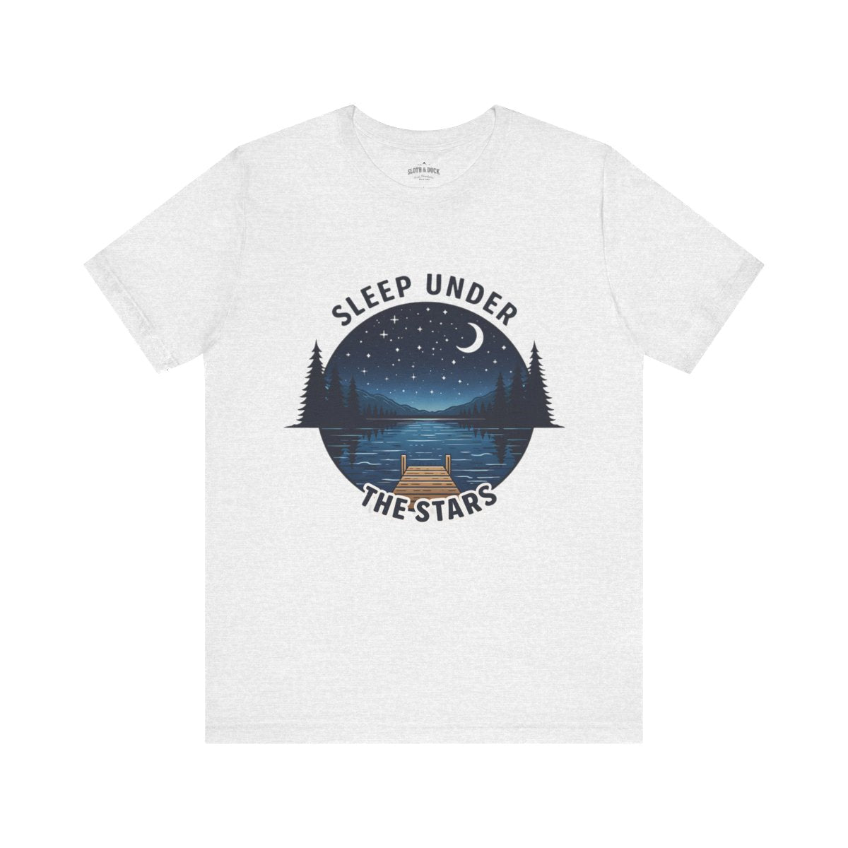 Sleep Under The Stars Camping T-Shirt | Lake Night Sky Outdoor Tee - S - Sloth & Duck