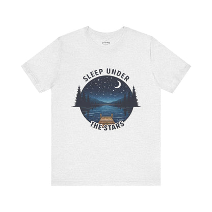 Sleep Under The Stars Camping T-Shirt | Lake Night Sky Outdoor Tee - S - Sloth & Duck