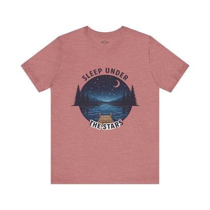 Sleep Under The Stars Camping T-Shirt | Lake Night Sky Outdoor Tee - S - Sloth & Duck