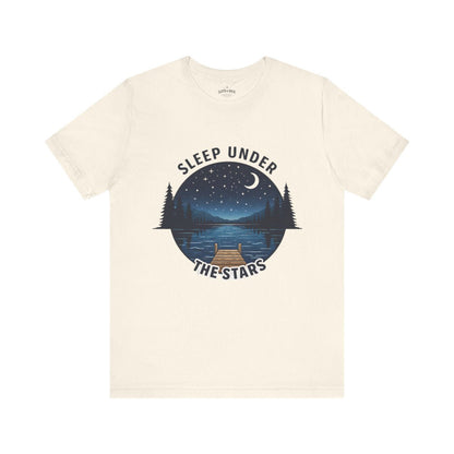 Sleep Under The Stars Camping T-Shirt | Lake Night Sky Outdoor Tee - S - Sloth & Duck