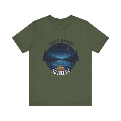 Sleep Under The Stars Camping T-Shirt | Lake Night Sky Outdoor Tee - S - Sloth & Duck