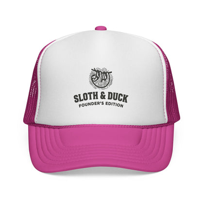 Sloth & Duck Founder’s Edition Trucker Cap | Vintage Sloth - Pink - Sloth & Duck