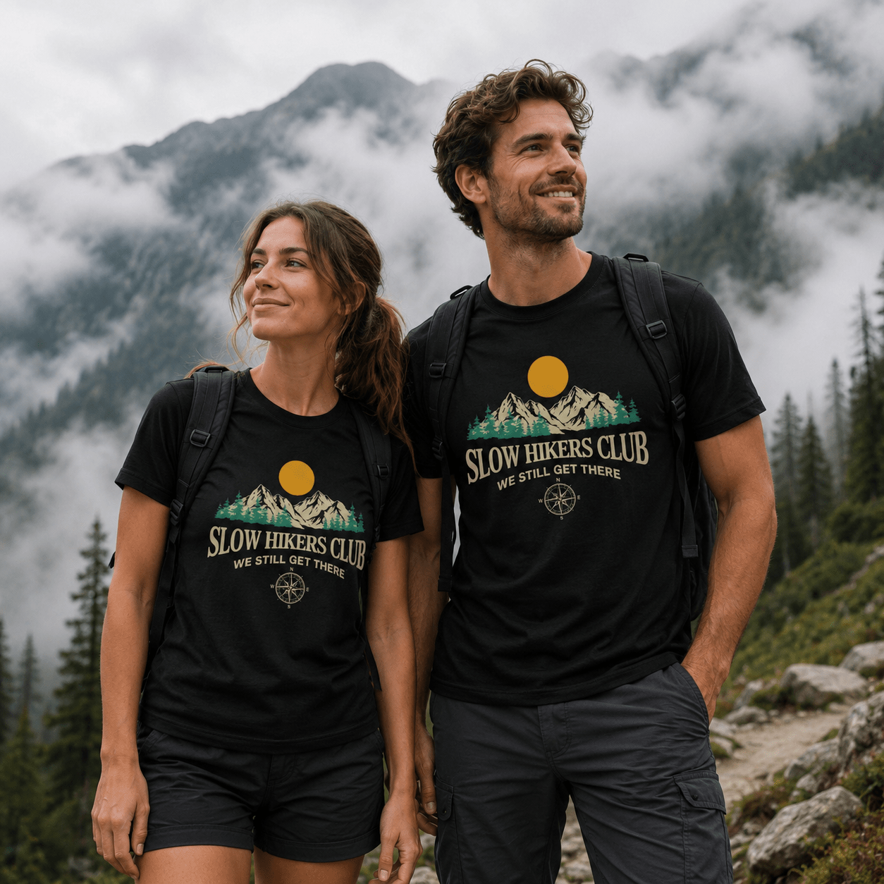 Slow Hikers Club Mountain View T-Shirt - S - Sloth & Duck