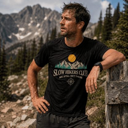 Slow Hikers Club Mountain View T-Shirt -S - Sloth & Duck