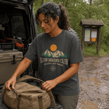 Slow Hikers Club Mountain View T-Shirt -S - Sloth & Duck