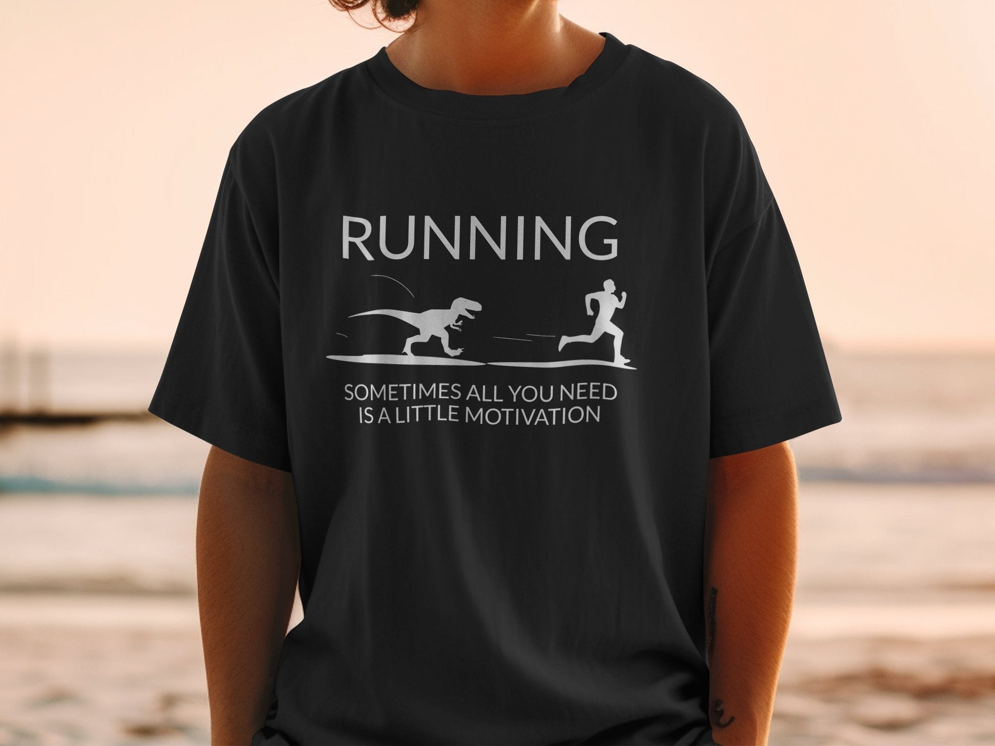 "Sometimes All You Need is a Little Motivation" Funny Running T-Shirt - Black - Sloth & Duck