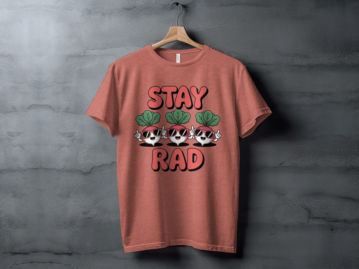 "Stay Rad" Cool Vegetables with Glasses Graphic T-Shirt - Adult - Sloth & Duck