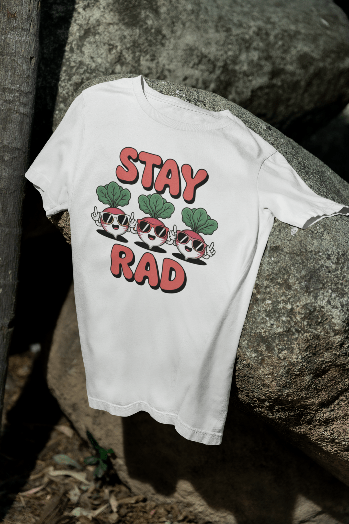 "Stay Rad" Cool Vegetables with Glasses Graphic T-Shirt - Adult - Sloth & Duck
