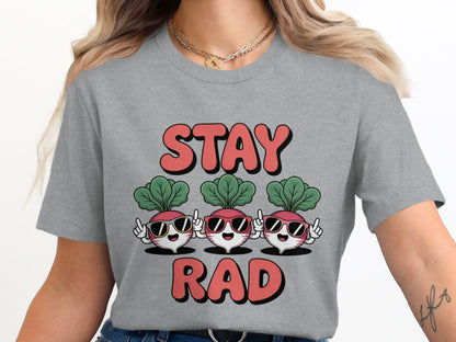 "Stay Rad" Cool Vegetables with Glasses Graphic T-Shirt - Adult - Sloth & Duck