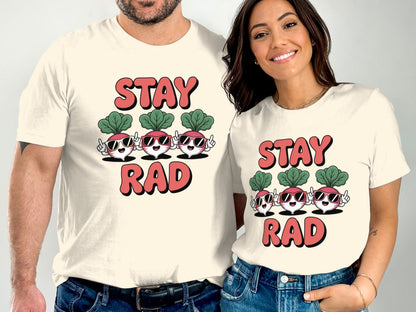 "Stay Rad" Cool Vegetables with Glasses Graphic T-Shirt - Adult - Sloth & Duck