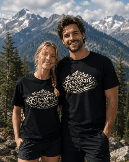 Steady Forward Progress Mountain T-Shirt -Black - Sloth & Duck