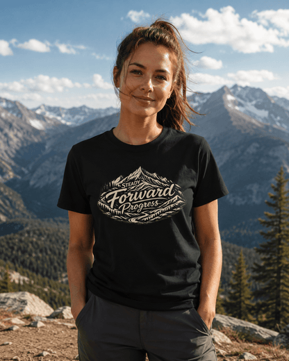 Steady Forward Progress Mountain T-Shirt -Black - Sloth & Duck