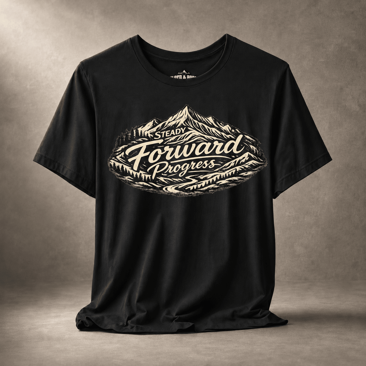 Steady Forward Progress Mountain T-Shirt -Black - Sloth & Duck