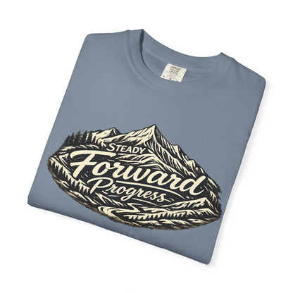 Steady Forward Progress Mountain T-Shirt -Blue Jean - Sloth & Duck