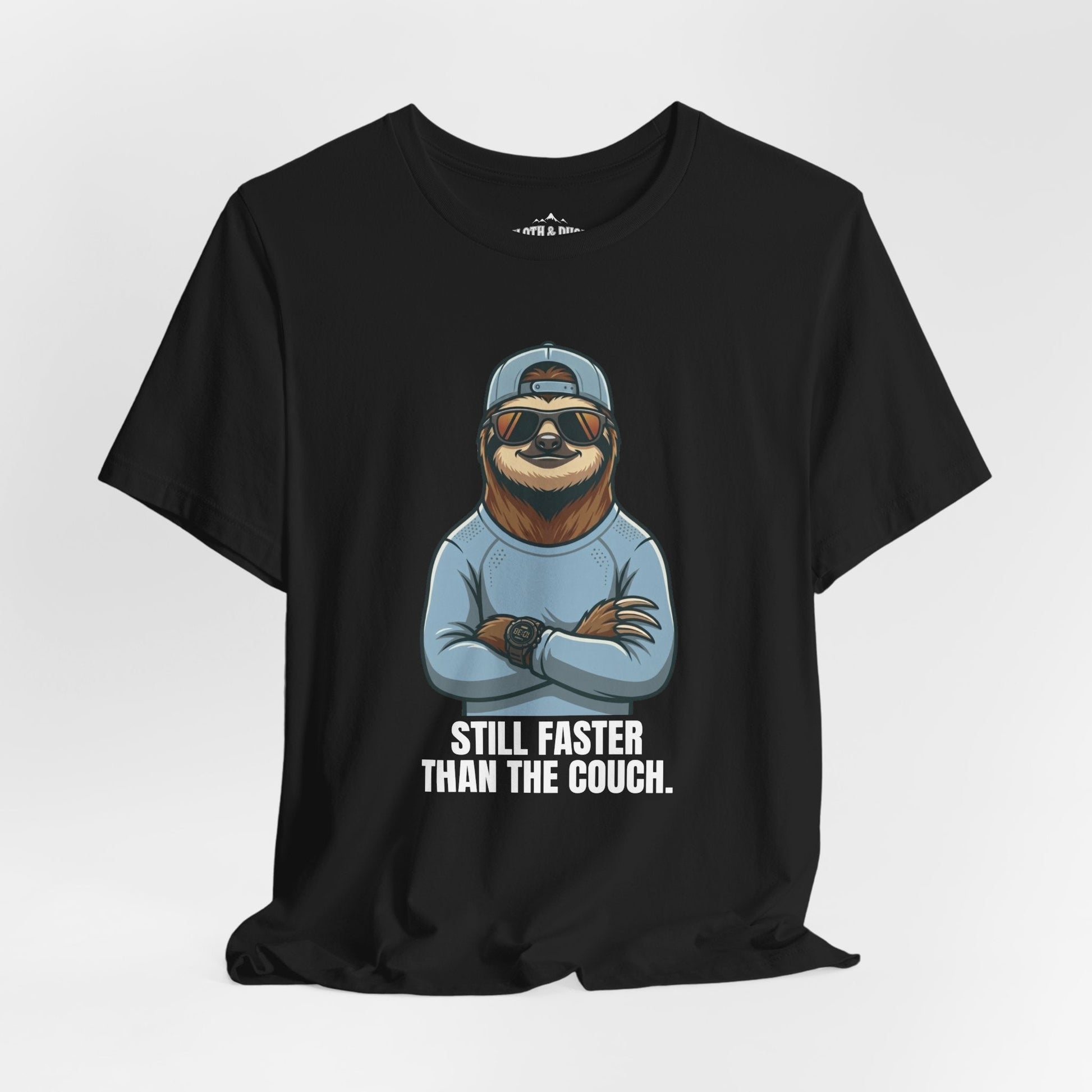 Still Faster Than The Couch Sloth T-Shirt - Black - Sloth & Duck