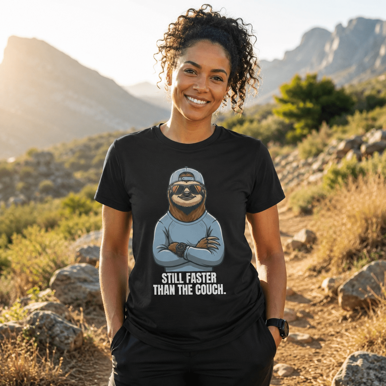Still Faster Than The Couch Sloth T-Shirt -Asphalt - Sloth & Duck