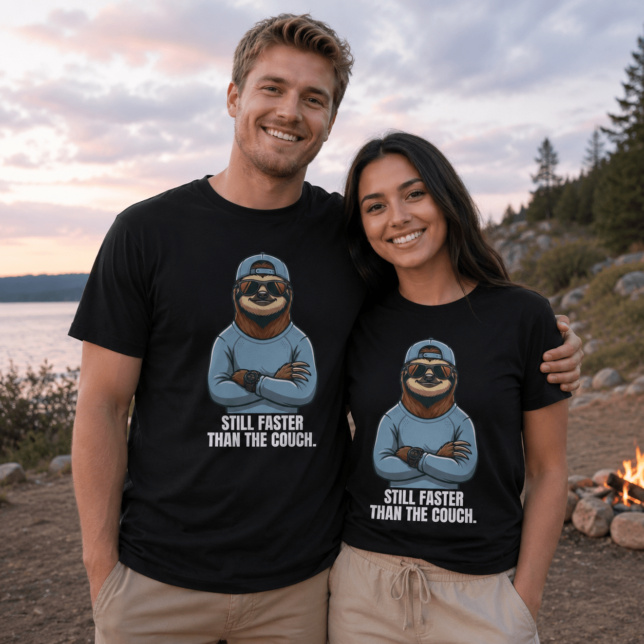 Still Faster Than The Couch Sloth T-Shirt -Asphalt - Sloth & Duck