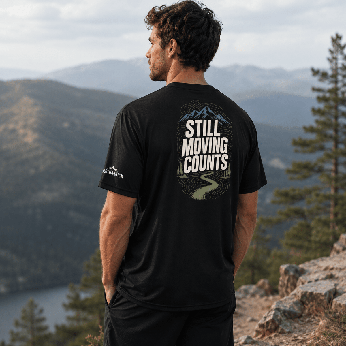 Still Moving Counts Performance T-Shirt -Black - Sloth & Duck