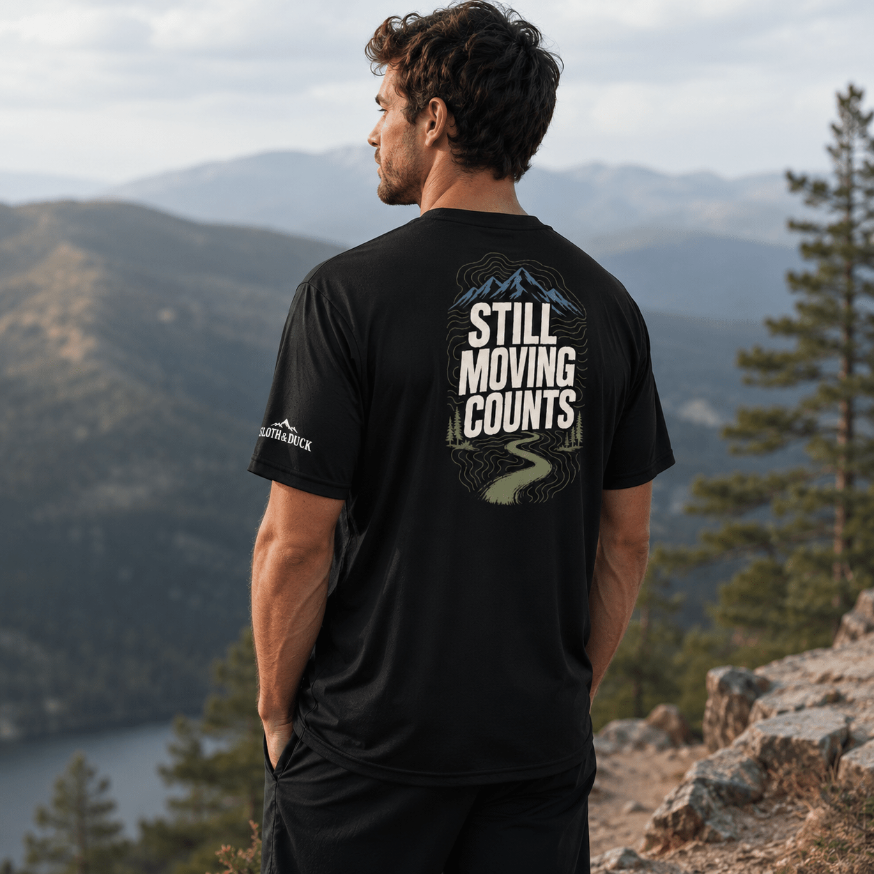 Still Moving Counts Performance T-Shirt -Black - Sloth & Duck