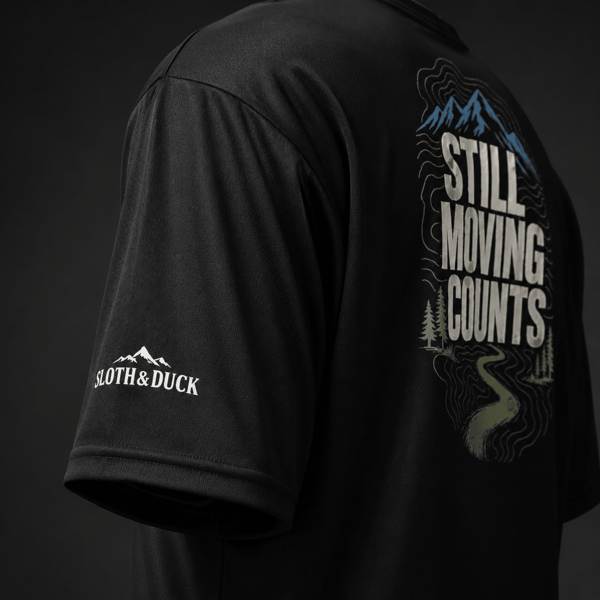 Still Moving Counts Performance T-Shirt -Black - Sloth & Duck