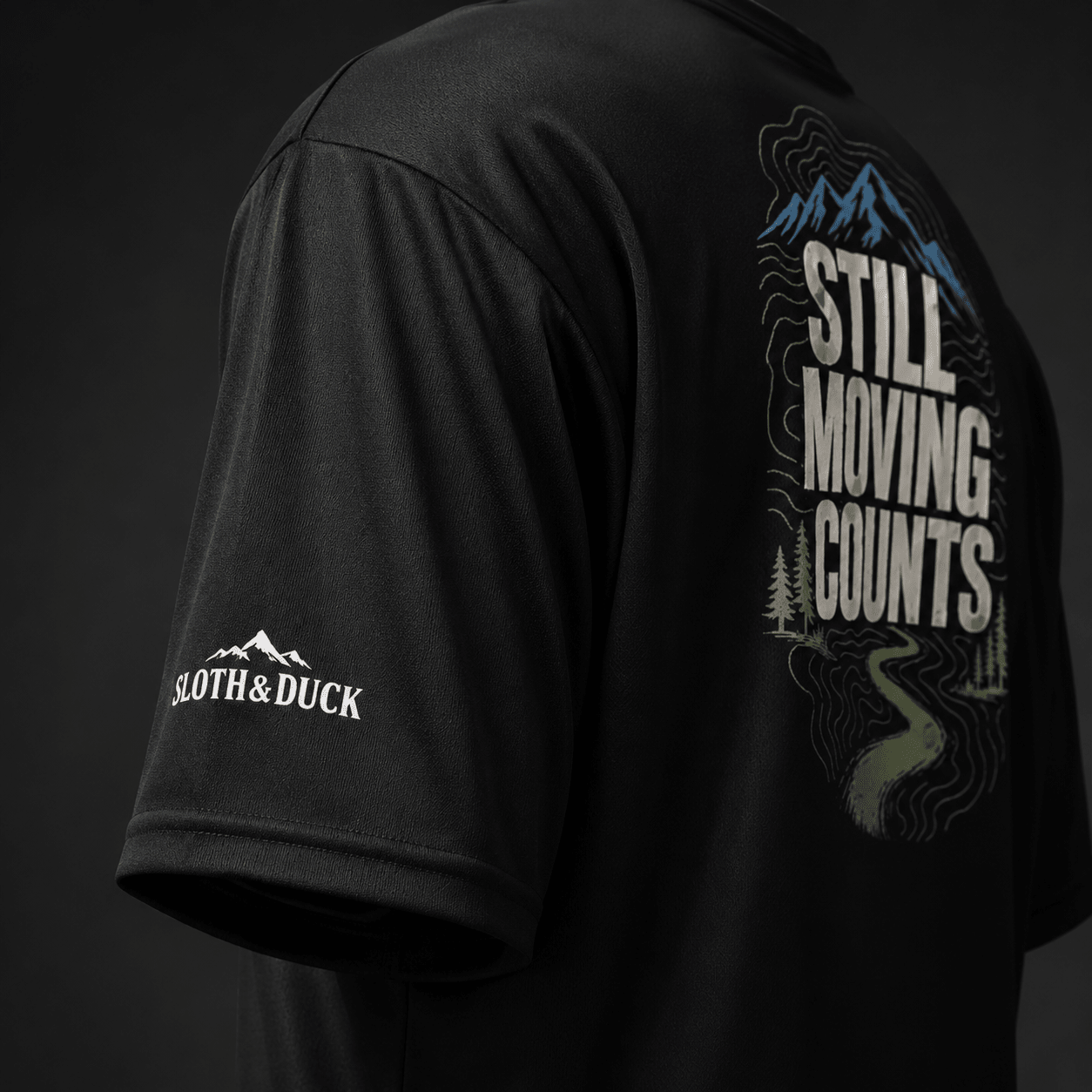 Still Moving Counts Performance T-Shirt -Black - Sloth & Duck