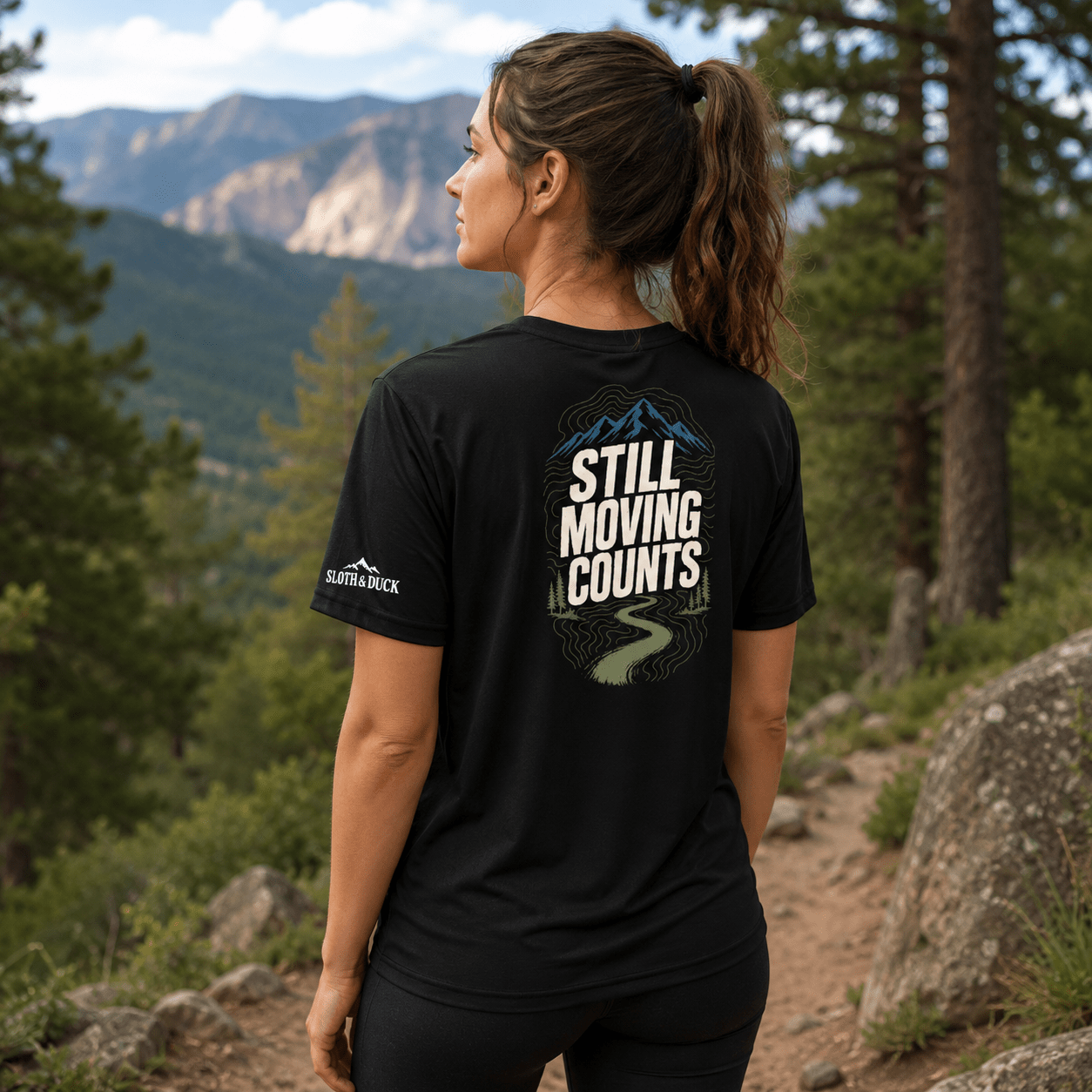 Still Moving Counts Performance T-Shirt -Black - Sloth & Duck