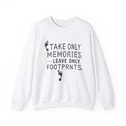 "Take Only Memories Leave Only Footprints" Sweatshirt - White - Sloth & Duck