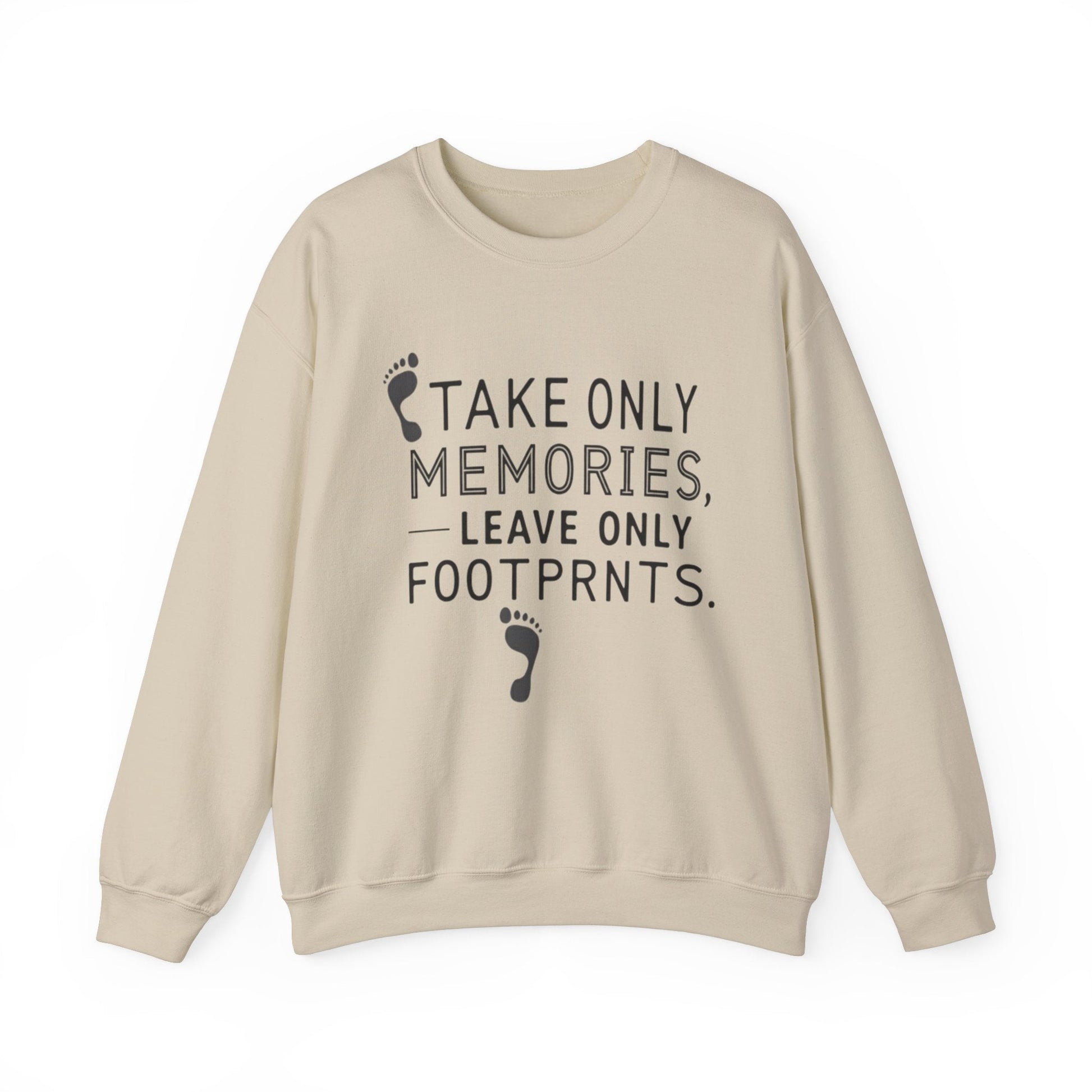 "Take Only Memories Leave Only Footprints" Sweatshirt - Sand - Sloth & Duck