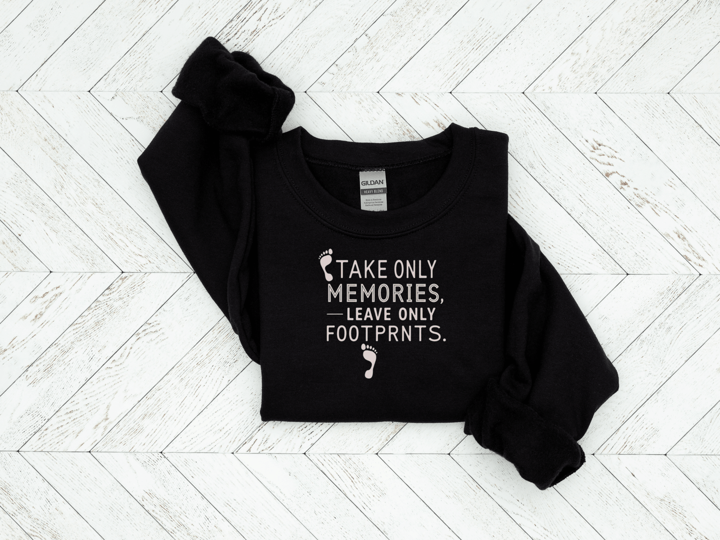 "Take Only Memories Leave Only Footprints" Sweatshirt - Sand - Sloth & Duck