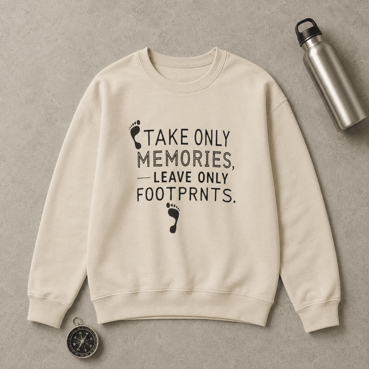 Take Only Memories, Leave Only Footprints Sweatshirt -Ash - Sloth & Duck