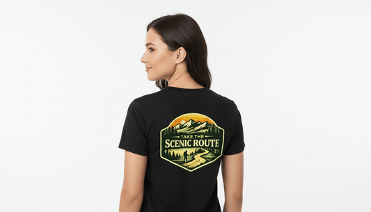 Take The Scenic Route Tee, Premium Vintage Mountain Graphic Shirt - White - Sloth & Duck