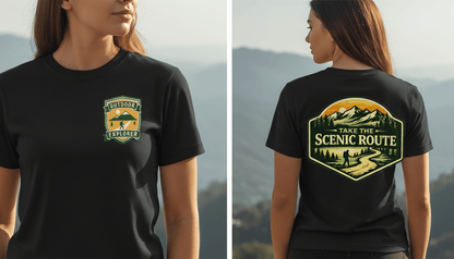 Take The Scenic Route Tee, Premium Vintage Mountain Graphic Shirt - White - Sloth & Duck