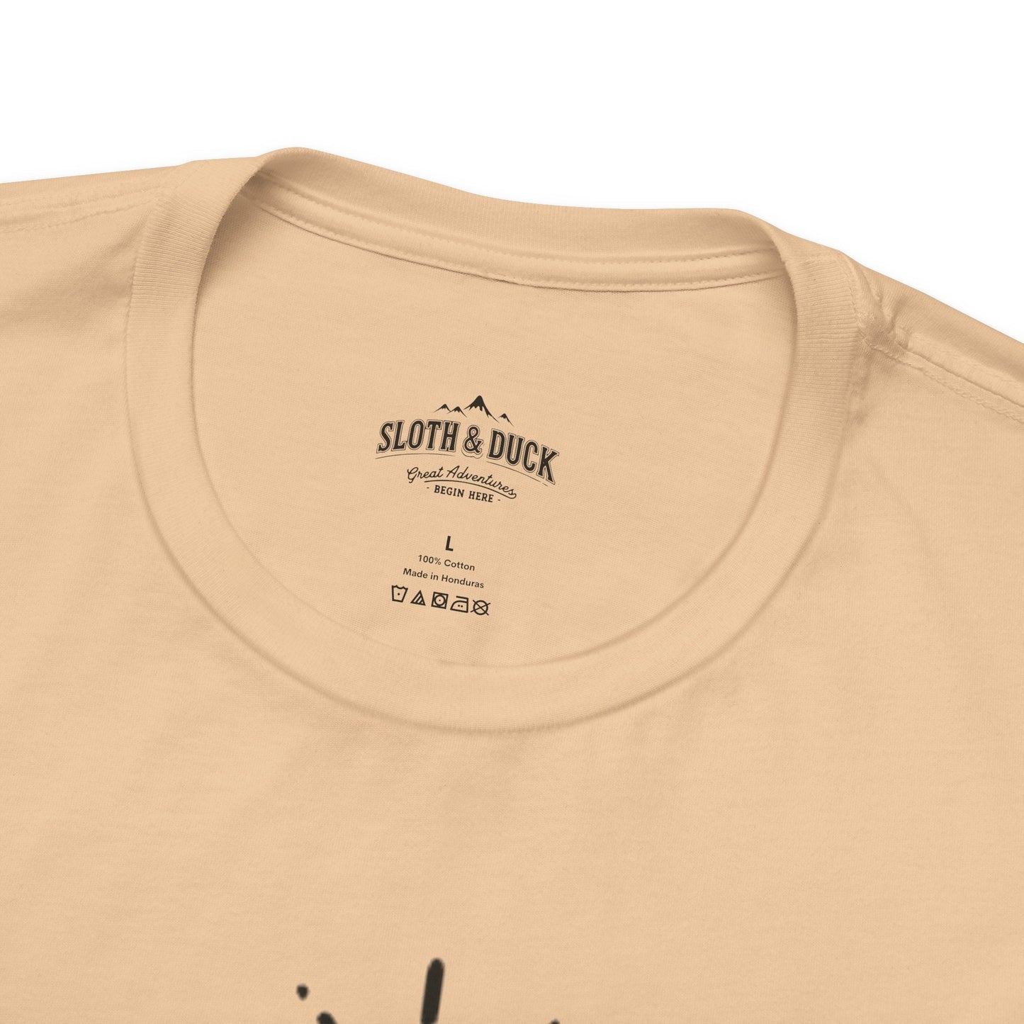 "Tent. Lantern. Campfire." Graphic T-Shirt - Pink - Sloth & Duck