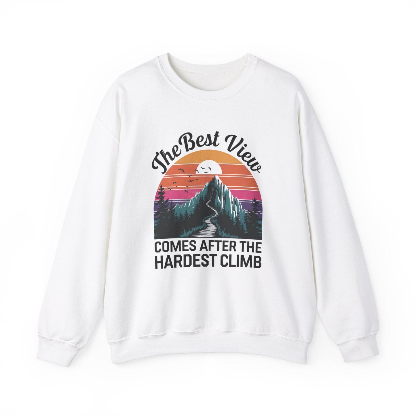 "The Best View Comes After The Hardest Climb" Sweatshirt - White - Sloth & Duck
