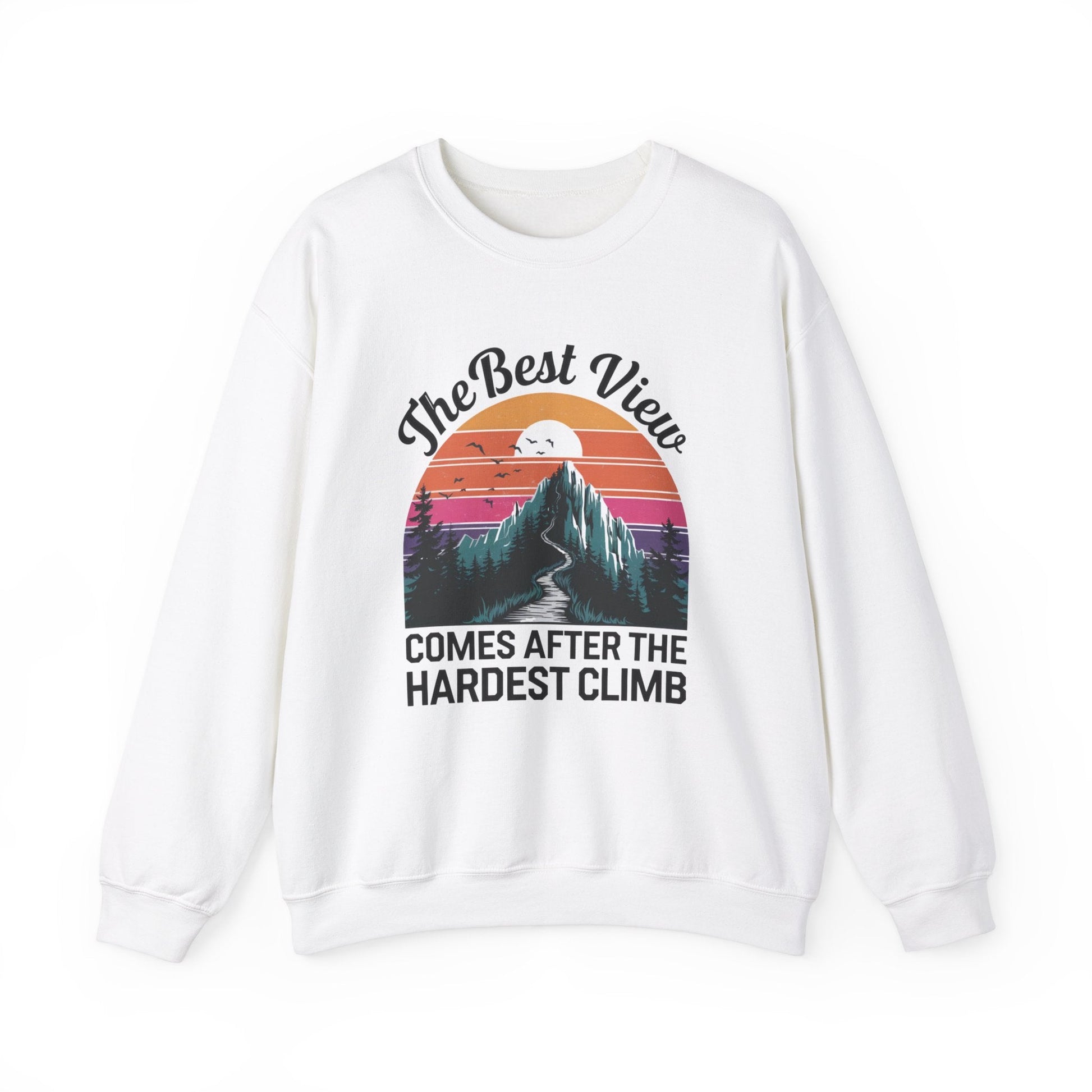 "The Best View Comes After The Hardest Climb" Sweatshirt - White - Sloth & Duck