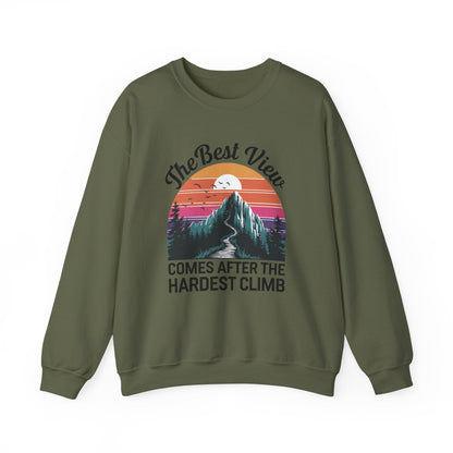 "The Best View Comes After The Hardest Climb" Sweatshirt - Military Green - Sloth & Duck