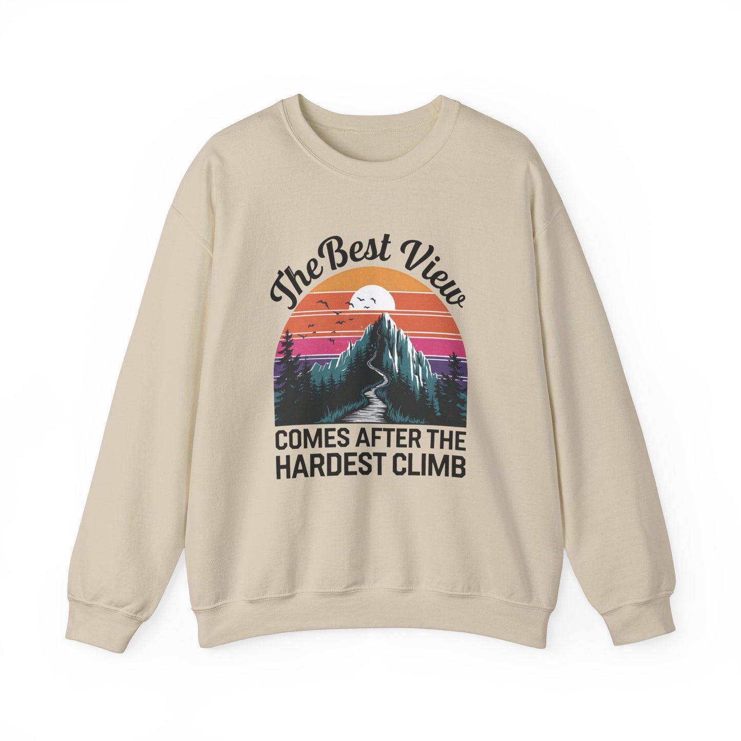 "The Best View Comes After The Hardest Climb" Sweatshirt - Sand - Sloth & Duck