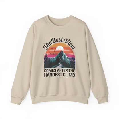 "The Best View Comes After The Hardest Climb" Sweatshirt - Sand - Sloth & Duck