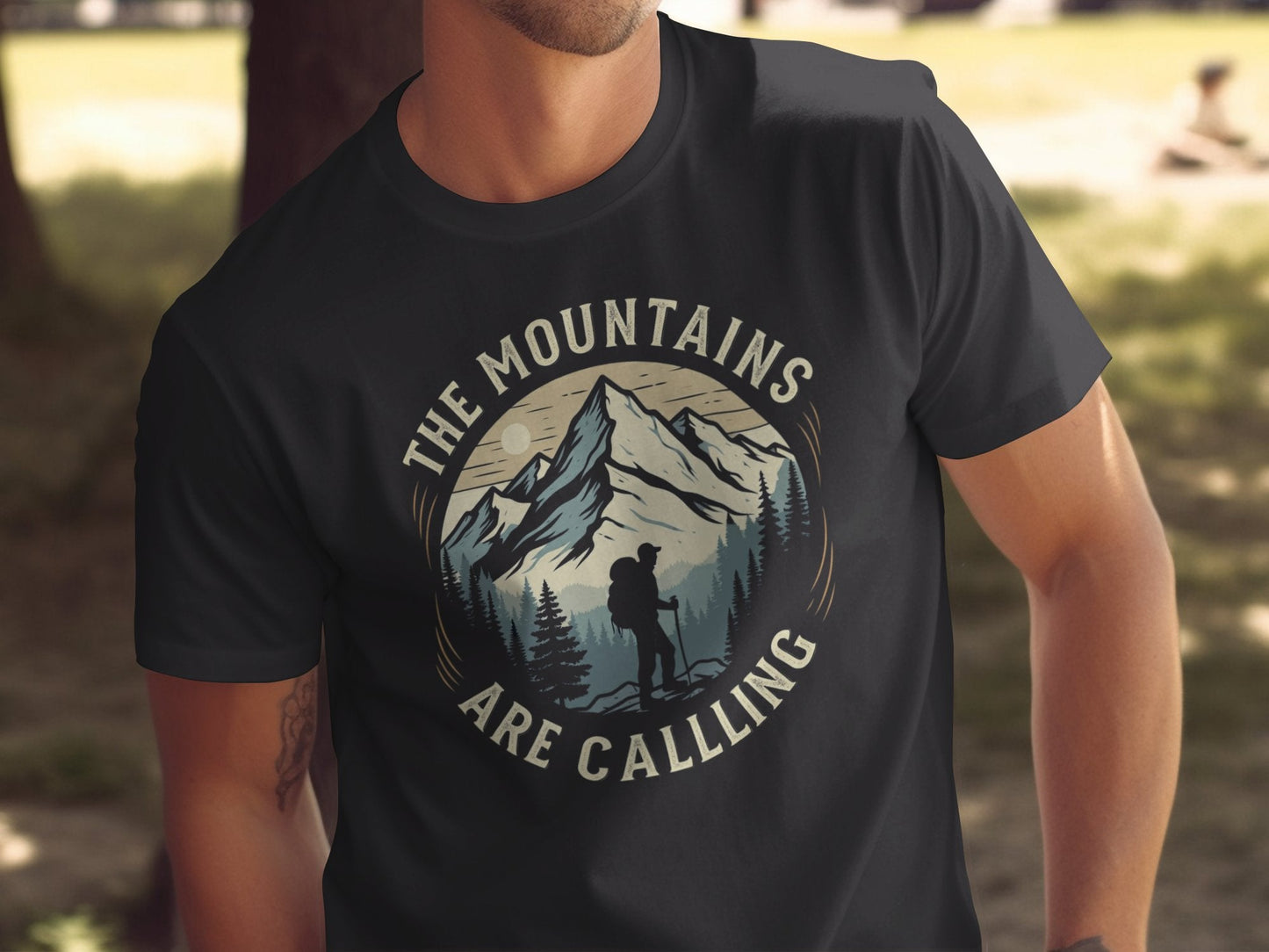 "The Mountains Are Calling" Men's T-Shirt - White - Sloth & Duck