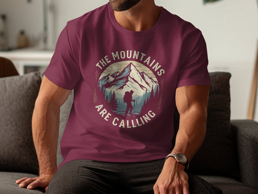 "The Mountains Are Calling" T-Shirt - Black - Sloth & Duck
