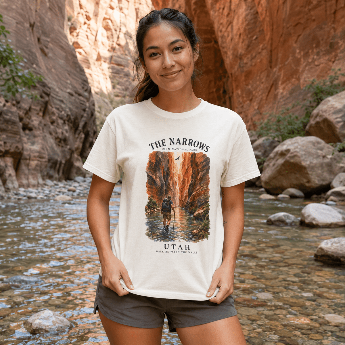 The Narrows Utah National Park Mountain T-Shirt -Black - Sloth & Duck