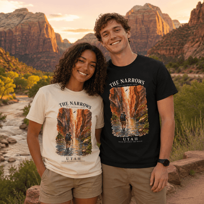 The Narrows Utah National Park Mountain T-Shirt -Black - Sloth & Duck