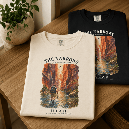 The Narrows Utah National Park Mountain T-Shirt -Black - Sloth & Duck