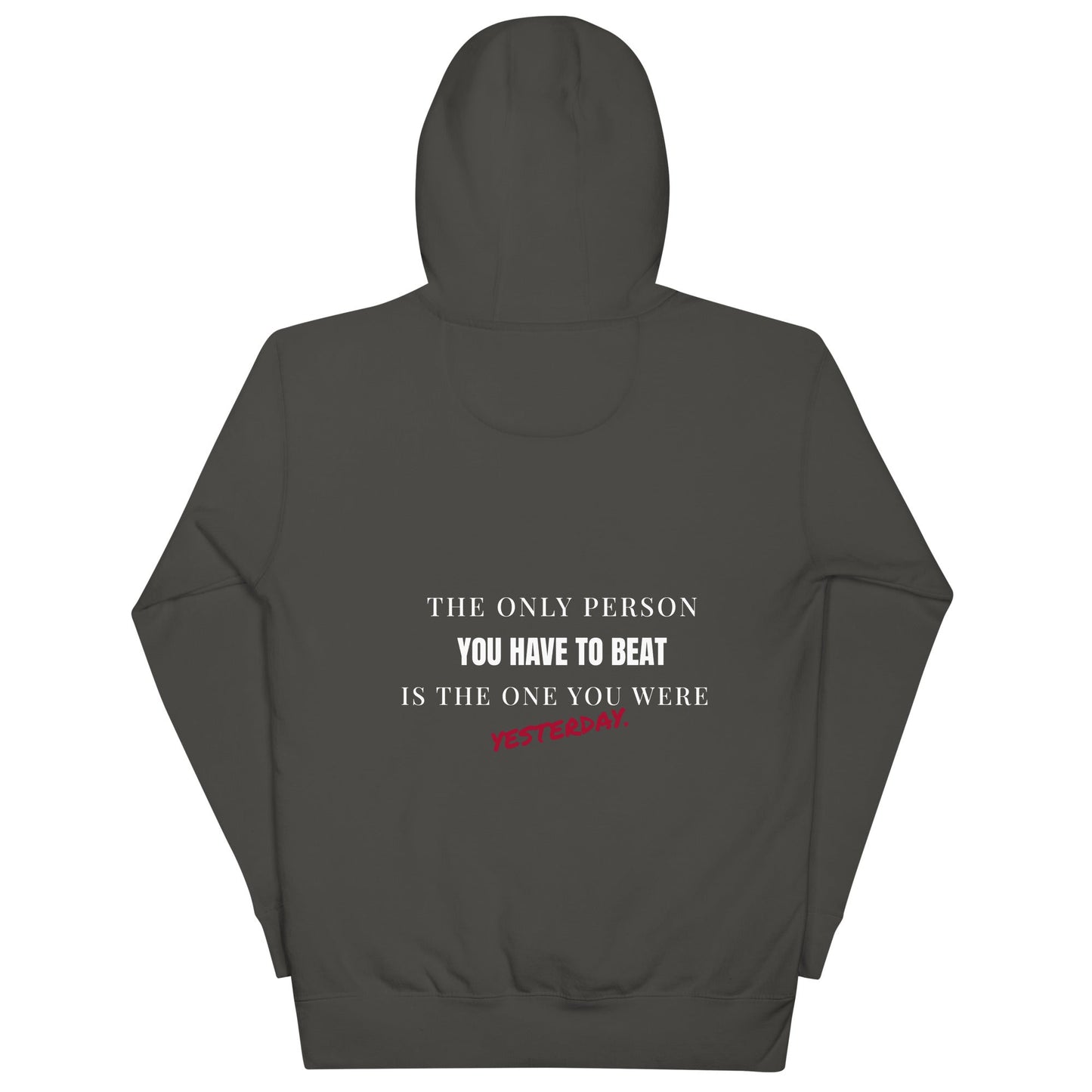 "The only person you have to beat is the one you were yesterday" Motivational Hoodie - Vintage Black - Sloth & Duck