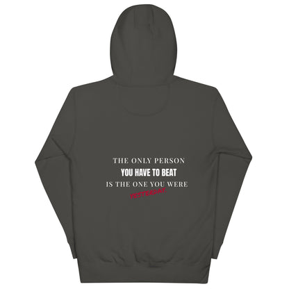 "The only person you have to beat is the one you were yesterday" Motivational Hoodie - Vintage Black - Sloth & Duck