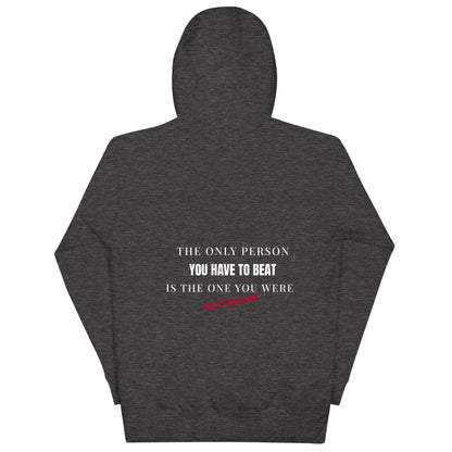 "The only person you have to beat is the one you were yesterday" Motivational Hoodie - Vintage Black - Sloth & Duck